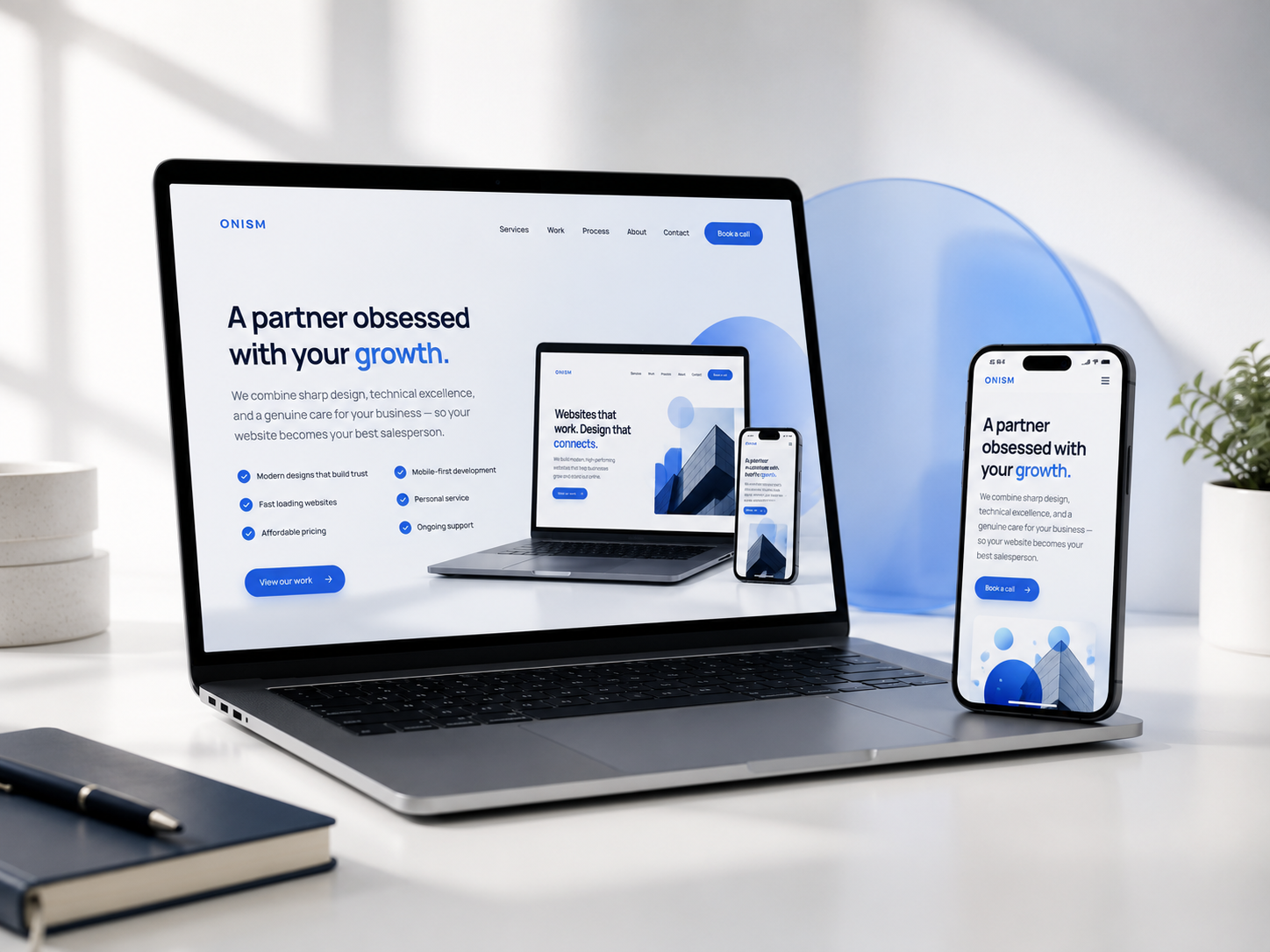 Illustration representing responsive, fast, and modern websites